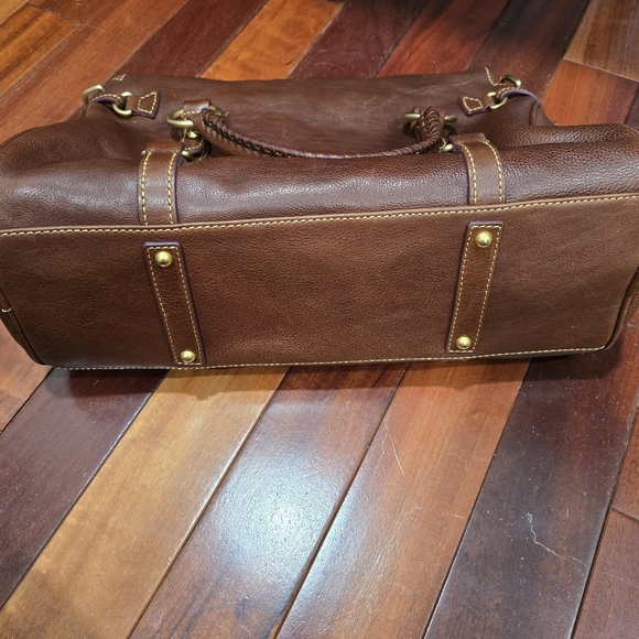 Large Dooney & Bourke Florentine Datchel with Shoulder Strap in Chestnut - Picture 3 of 4